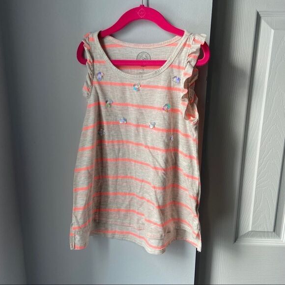 Other - 🍭4/$20 SO striped ruffle sequin tank - 7/8